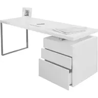 SalesFever Schreibtisch inkl. Container 180 x 85 cm| Hochglanz lackiert | MDF-Holz | B 180 x T 85 x H 76 cm | weiß
