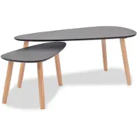vidaXL 2-tlg. Couchtisch-Set Massivholz Kiefer Schwarz