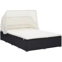 vidaXL 2-Personen-Sonnenliege mit Auflage Poly Rattan Schwarz