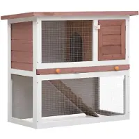vidaXL Kaninchenstall 1 Tür Braun Holz
