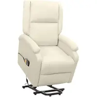 vidaXL Massagesessel mit Aufstehhilfe Creme Stoff