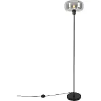 QAZQA Art Deco Stehlampe Schwarz mit Rauchglas Bizle
