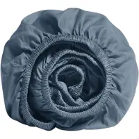 Yumeko Spannbettlaken Baumwollsatin 140x200 Blau - Eco, Bio & Fairtrade