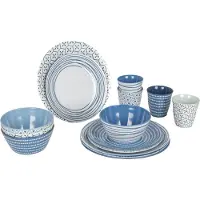 Bo Camp Geschirrset 'Mix & Match', 16-tlg., blau, Melamin
