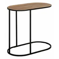 DTP Home Beistelltisch Terra aus Teakholz, Industrial Design, Natur, oval mit schwarzem Metallgestell
