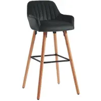 Vente-unique Barhocker - Samt & Buche - Schwarz - ELEANA