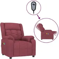 vidaXL Massagesessel Elektrisch Weinrot Stoff