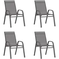 vidaXL Stapelbare Gartenstühle 4 Stk. Grau Textilene