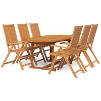vidaXL 7-tlg. Garten-Essgruppe Massivholz Akazie 120-170 cm