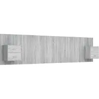 DKD Home Decor Kopfteil mit Nachttischen Grau Sonoma Holzwerkstoff