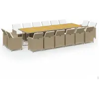 vidaXL 17-tlg. Garten-Essgruppe mit Kissen Poly Rattan Beige