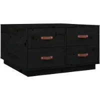 vidaXL Couchtisch Schwarz 80x80x45 cm Massivholz Kiefer
