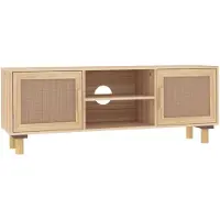 vidaXL TV-Schrank Braun 105x30x40 cm Massivholz Kiefer Natur-Rattan