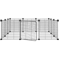 vidaXL 12-Panel-Haustierkäfig mit Tür Schwarz 105x105x35 cm Stahl
