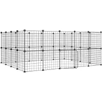 vidaXL 36-tlg. Haustierkäfig mit Tür Schwarz 175x140x70 cm Stahl