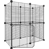 vidaXL 12-tlg. Haustierkäfig mit Tür Schwarz 70x35x70 cm Stahl
