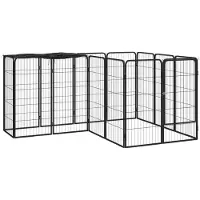 vidaXL 14-tlg. Hundelaufstall Schwarz 50x100cm Stahl Pulverbeschichtet