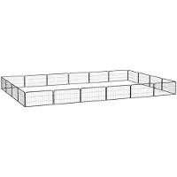 vidaXL 20-tlg. Hundelaufstall Schwarz 100x50cm Stahl Pulverbeschichtet