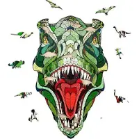 NICE-IDEA Buntes Holzpuzzle - T-Rex 24,4 x 40 cm