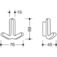 Hewi Doppelhaken Serie 477 matt, elastisch Kunststoff (TPU) 18 senfgelb Höhe 69 mm