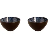 Palmer Schüssel-Set LESTER, 2 x Bowl Schüssel aus Steinzeug Ø 15 cm, Schale-Set in edlem blau-schwarz, Steinzeug Schalen-Set & Mikrowellengeeignet