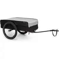 Klarfit Fahrradanhänger, Lastenanhänger mit 2 Rädern und Regenverdeck, Stahl-Fahrradanhänger mit Anhängevorrichtung & Halterung, Wasserdichter Handwagen mit Abnehmbarer Deichsel, Fahrrad Anhänger