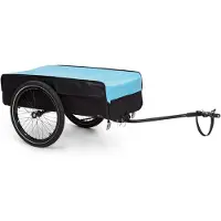 Klarfit Fahrradanhänger, Lastenanhänger mit 2 Rädern und Regenverdeck, Stahl-Fahrradanhänger mit Anhängevorrichtung & Halterung, Wasserdichter Handwagen mit Abnehmbarer Deichsel, Fahrrad Anhänger