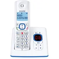 Alcatel F530, DECT-Telefon, Kabelgebundenes Mobilteil, Freisprecheinrichtung, 50 Eintragungen, Anrufer-Identifikation, Blau, Weiß