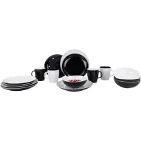 Gimex Geschirrset Classic Line 16 teilig schwarz/weiß