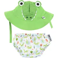 Zoocchini Set Badewindel & Sonnenhut UV-Schutz Alligator grün-weiß Small 1 St