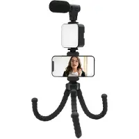 Muvit Vlogging-kit 4-in-1-stativ Mit Licht Und Mikrofon