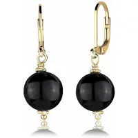 Elli Ohrringe Basic Edelsteine Rund Klassisch Onyx Silber Vergoldet Elli Schwarz