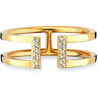 Cai Ring 925/- Sterling Silber Topas weiß vergoldet 0,040ct Gelb