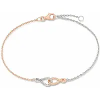 Amor Armband für Damen, Sterling Silber 925, Zirkonia (synth.) Infinity amor Bicolor