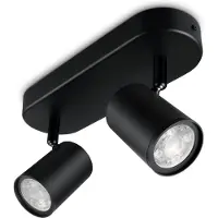 Wiz IMAGEO 2 x einstellbarer Spot, Intelligente Deckenbeleuchtung, Wi-Fi/Bluetooth, Schwarz, Wi-Fi 4 (802.11n), 802.11b, 802.11g, LED, Metall