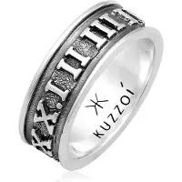 KUZZOI Ring Herren Bandring Römische Zahlen 925 Silber Kuzzoi Grau