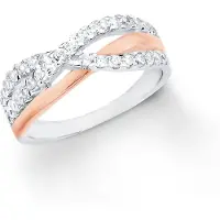 Amor Ring für Damen, Sterling Silber 925, Zirkonia (synth.) amor Bicolor