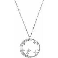 Amor Kette mit Anhänger für Damen, Sterling Silber 925 rhodiniert, Zirkonia (synth.) |Mond/Sterne amor Silber