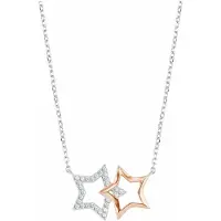 Amor Kette mit Anhänger für Damen, Sterling Silber 925, Zirkonia (synth.) Stern amor Bicolor