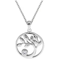 Zeeme Anhänger mit Kette 925/- Sterling Silber Zirkonia lila 42+3cm Glänzend ZEEme Weiß