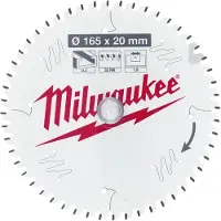 Milwaukee 4932479087 Kreissägeblatt, Kunststoff, Durchmesser 165 m/m, Bohrung 20 – 52 Zähne