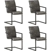 vidaXL Freischwinger 4 Stk. Grau Echtleder