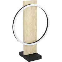 Eglo LED Tischlampe Boyal, Tischleuchte aus Holz, Metall, Kunststoff, Nachttischlampe in Natur, Schwarz, Weiß, Wohnzimmerlampe, mit Schalter, warmweiß