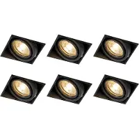 QAZQA - Modern 6er Set Einbaustrahler schwarz GU10 neigbar randlos - Oneon I Wohnzimmer I Schlafzimmer - Stahl Quadratisch - LED geeignet GU10