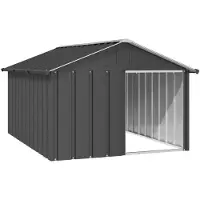 vidaXL Hundehütte Anthrazit 116,5x153x81,5 cm Verzinkter Stahl