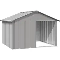 vidaXL Hundehütte Grau 116,5x103x81,5 cm Verzinkter Stahl