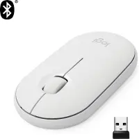 Logitech Pebble M350, Beidhändig, Optisch, RF Wireless + Bluetooth, 1000 DPI, Weiß
