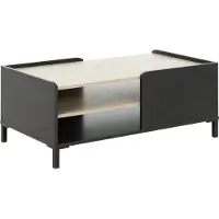 CALICOSY Gami Amsterdam Couchtisch – Nachbildung Kastanie und Schwarz – 106 x 60 x Höhe 42 cm