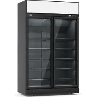 CombiSteel Tiefkühlschrank 2 Glastüren Schwarz Ins-1000F Bl