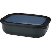 Mepal Cirqula - Mikrowellengeschirr - Multikom Multischüssel rechteckig 2000 ml - Nordic black - Meal prep box - Frischhaltedosen mit Deckel